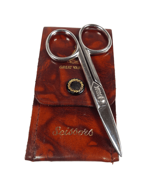 Vintage Souvenir Great Yarmouth Norfolk Sheffield Steel Scissors in Leather Case Yacht Boat