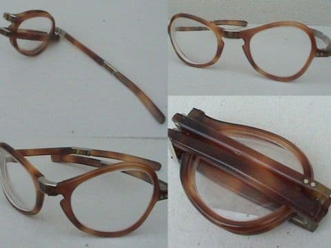 Vintage Spectacles Glasses Faux Tortoiseshell Folding Specs Circa 1930s