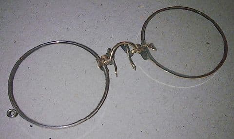 Vintage Spectacles Pince Nez Glasses Nickel Plate 1/10-12K Gold Filled 20s Chalmers Sunderland Case