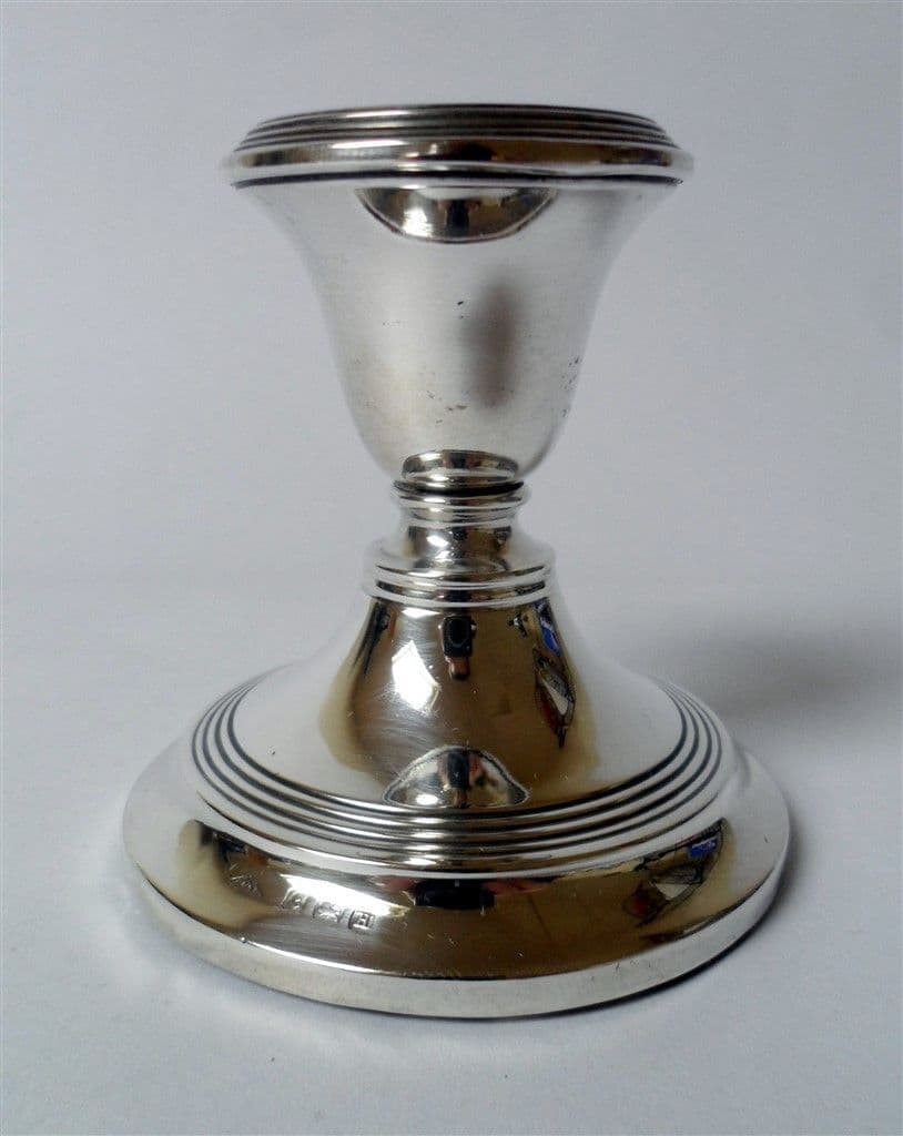 Vintage Sterling Silver Dwarf Stub Candlestick K&L Birmingham 1932 Art Deco Period Desk