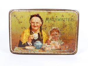 Vintage Storage Tea Caddy Tin Mazawattee No,1 Old Folks at Home One Pound Net 1950s