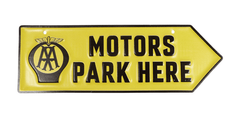 Vintage Style Pressed Steel AA Directional Sign Motors Park Here Garage Home Man Cave Decor