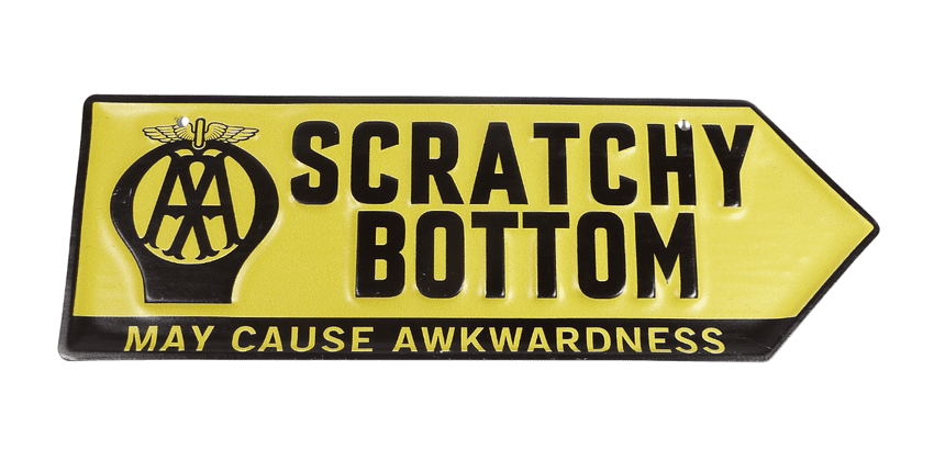 Vintage Style Pressed Steel AA Directional Sign Scratchy Bottom May Cause Garage Home Man Cave Decor