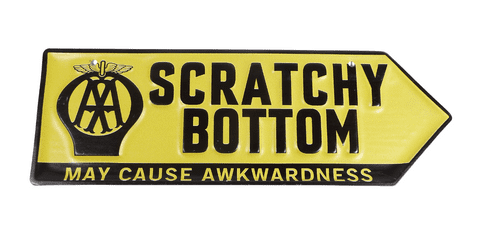 Vintage Style Pressed Steel AA Directional Sign Scratchy Bottom May Cause Garage Home Man Cave Decor