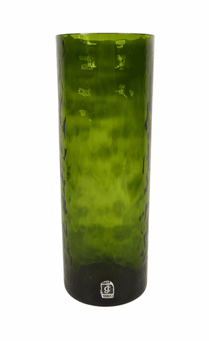 Vintage Swedish Green Art Glass Textured Vase J C Jones England 1970s Original Label MCM