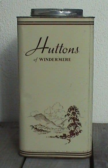 Vintage Sweet Shop 7lb Storage Jar Display Tin Huttons Bowness Windermere Blackpool Circa 1960s