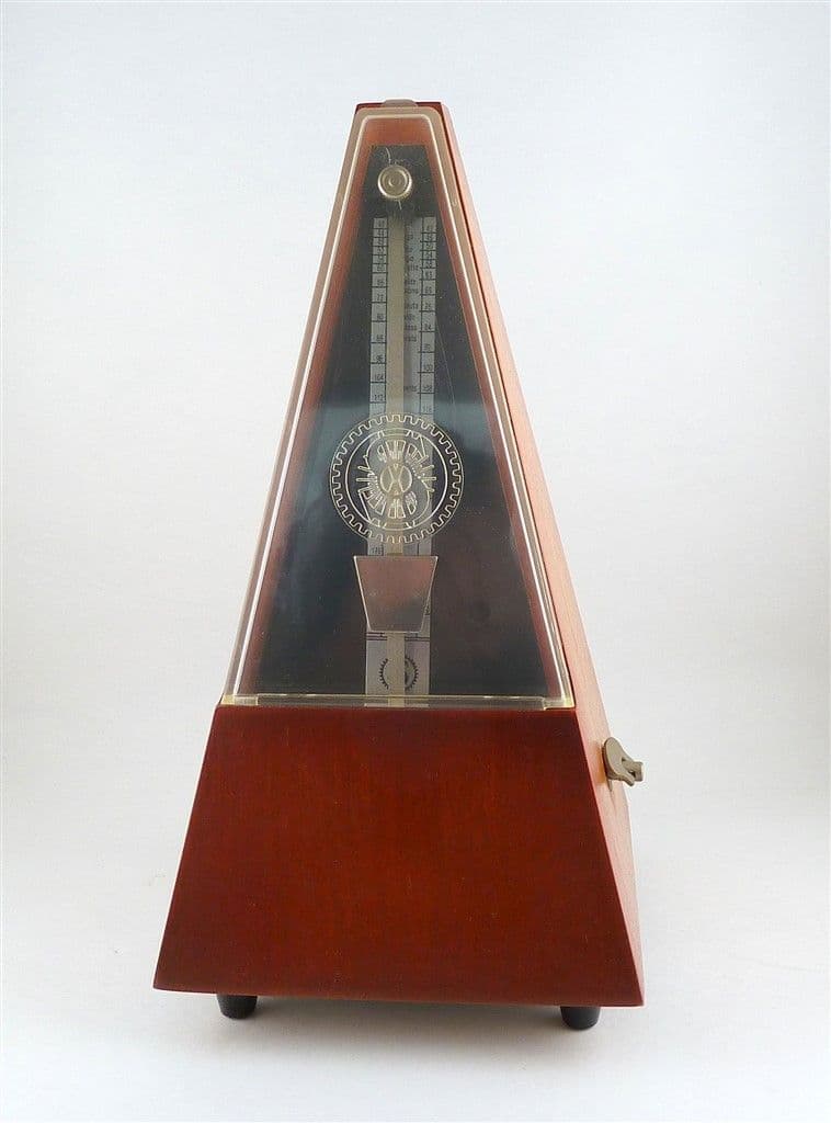 Vintage SX Germany GDR Maelzal Type Clockwork Metronome Wood Grain