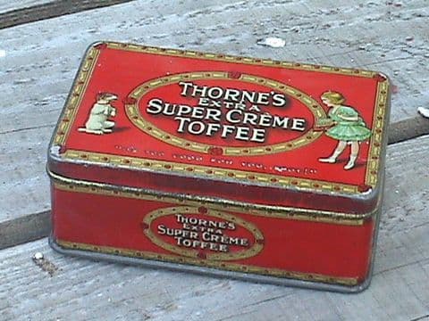 Vintage Thorne's Extra Super Creme "It's Too Good for you, Spot!" Toffee Tin, Circa 1950s Leeds