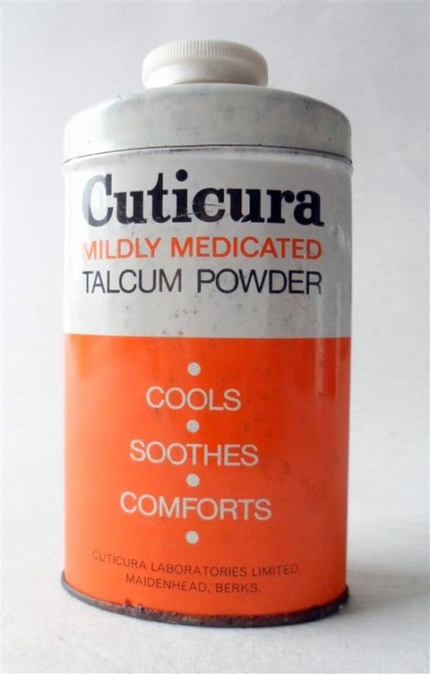 Vintage Tin Cuticura Mildly Medicated Talcum Talc Powder 80g gram 1970s Maidenhead Berkshire