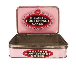 Vintage Tin Hillabys Ltd Lion Works Pontefract Cakes 2lb Shop Display
