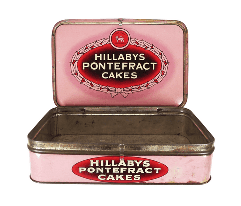 Vintage Tin Hillabys Ltd Lion Works Pontefract Cakes 2lb Shop Display