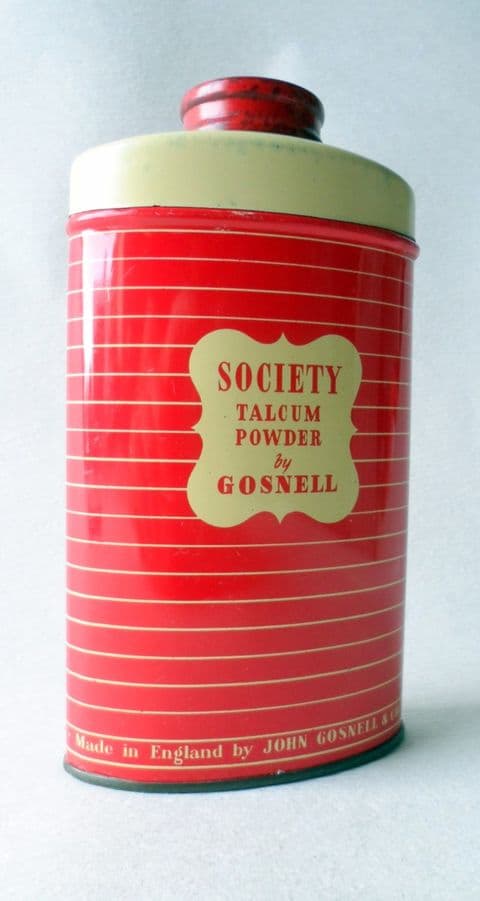Vintage Tin Lavender Society Talc Talcum Powder by John Gosnell & Co Ltd of London & Lewes 1950s 60g