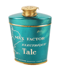 Vintage Tin Max Factor Hollywood London Paris Electrique Perfume Talc 1960s Talcum Powder