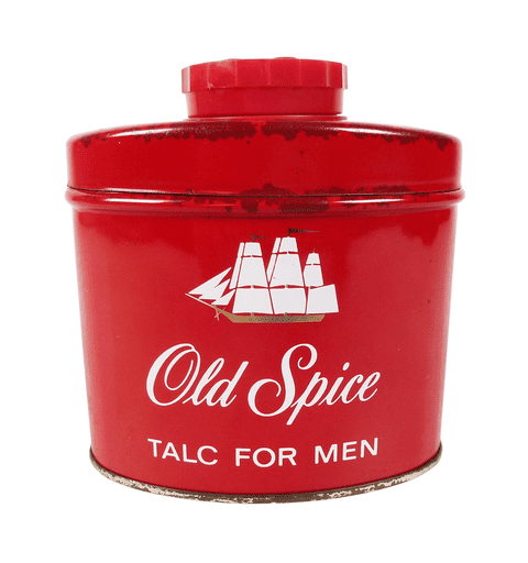 Vintage Tin Shulton New York London Paris Old Spice 100g Talc for Men c/w Contents Circa 1970s
