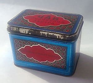 Vintage Tin Tea Caddy Georgian Tea Packing Factory CCCP Russian SSFR Circa 1950s Original Lining