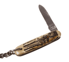 Vintage Tiny Mini Miniature German Pocket Knife Irish Jaunting Car c/w Key Chain Celluloid Souvenir