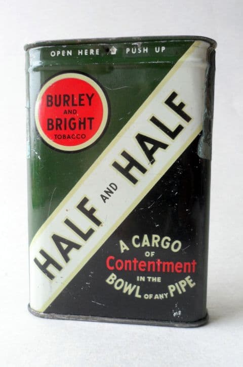 Vintage Tobacco Tin Burley & Bright Half & Half American Tobacco Co Series 125 Tax Seal Pipe Smoking