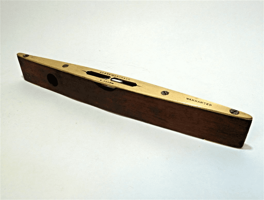 Vintage Tool Alex Marshall Glasgow Rosewood & Brass Spirit Boat Level Circa 1900s 10 inch