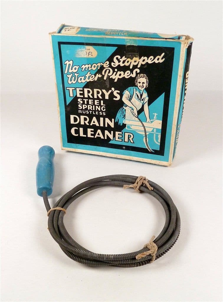 Vintage Tool Boxed Terrys Steel Spring Rustless Drain Cleaner 1950s Herbert Terry & Sons Redditch