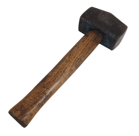 Vintage Tool Griffin Wolverhampton England 2 1/2 lb Lump Club Hammer 10.125" Long Hickory Handle