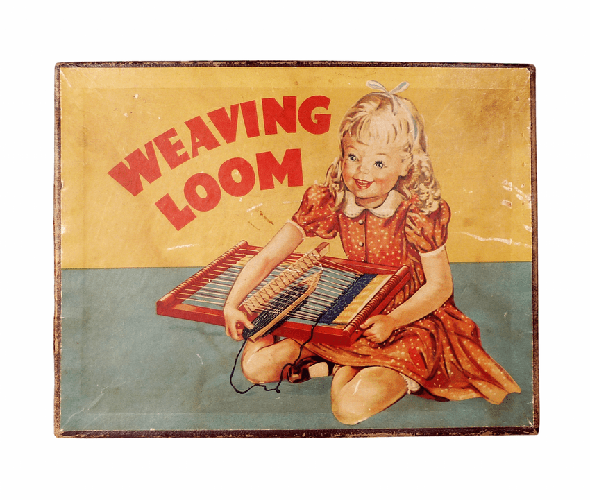 Vintage Toy Original 1950s Childs Boxed Wood Framed Weaving Loom Crafting