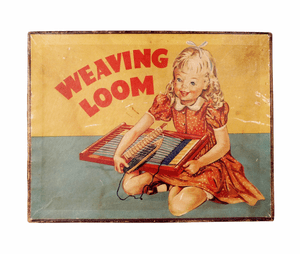 Vintage Toy Original 1950s Childs Boxed Wood Framed Weaving Loom Crafting
