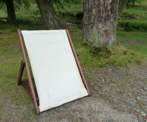 Vintage Traditional Folding Wood Canvas Folding Back Rest 1950s Beach Picnic Camping Travel Holiday