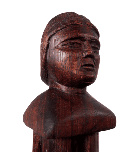 Vintage Treen Hand Carved Wood Japanese Samurai Cage & Cross Handled Scholar 15.5" Page Turner