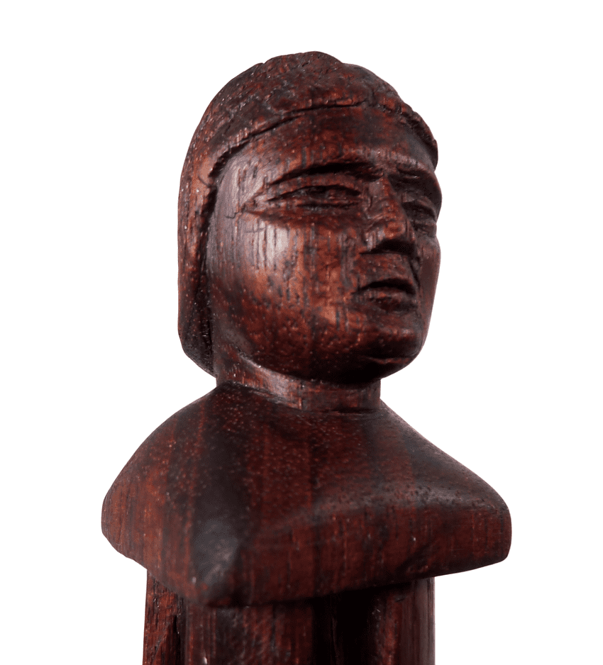 Vintage Treen Hand Carved Wood Japanese Samurai Cage & Cross Handled Scholar 15.5