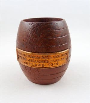Vintage Treen HMS Iron Duke Teak Match Vesta Barrel 1950s Nautical Marine WW1 WW2 Royal Navy