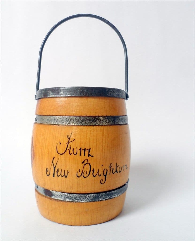 Vintage Treen Souvenir Present from New Brighton Barrel Money Box 1950s Savings Bank No Key French