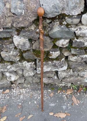 Vintage Twisted Strangled Root Wood Beaters Walking Stick Cane with Knob Top