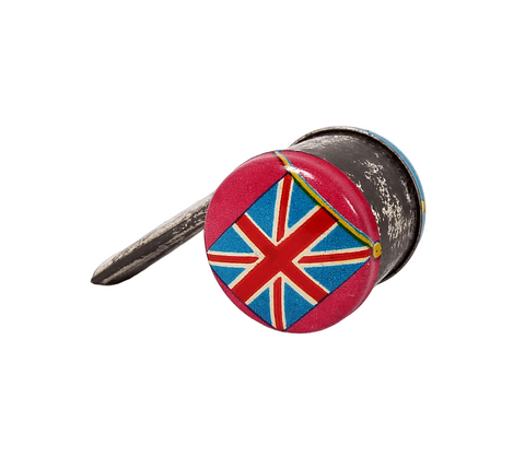 Vintage Unmarked Tin Whistle 1960s Escargot Metal Flags of the World UK Union Jack Switzerland