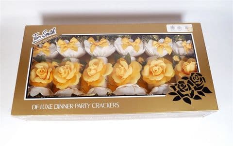 Vintage Unused Boxed Tom Smith De Luxe Dinner Party Crackers Yellow Orange Roses Christmas