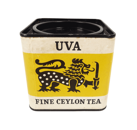 Vintage UVA Fine Ceylon Tea Centre Lower Regent St London Caddy Tin 1970s Sri Lanka 1/4lb
