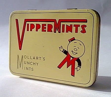 Vintage Vippermints Mollart's Munchy Mints Tin South Shore Market Blackpool 50s MB Metal Box Co Deco