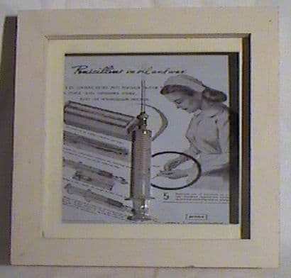 Vintage Visual from Retonthenet Medical Syringe in Frame Penicillin Advert Ideal Gift Nurse Doctor