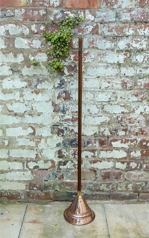 Vintage Washing Laundry Copper Beatall Long Handled Posser Plunger Polished Verdigris Patina Brass