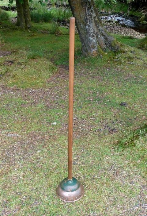 Vintage Washing Laundry Copper Simplex No 2 Long Handled Posser Plunger Superb Verdigris Patina