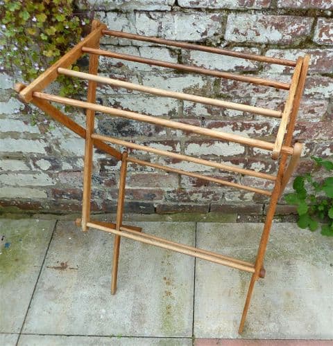 Vintage Washing Laundry Small Wooden Concertina Clothes Maiden Horse Airer Circa 1950s