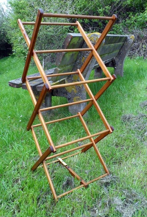 Vintage Washing Laundry Small Wooden Concertina Clothes Maiden Horse Airer Circa 1960s Childrens Childs Tradesman Sample Display