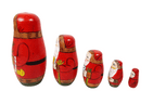 Vintage Wood Matryoshka Russian Santa Nesting Dolls 5 Piece 1970s Babushka Father Christmas Gift