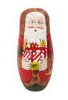 Vintage Wood Matryoshka Russian Santa Nesting Dolls 5 Piece 1970s Babushka Father Christmas Gift