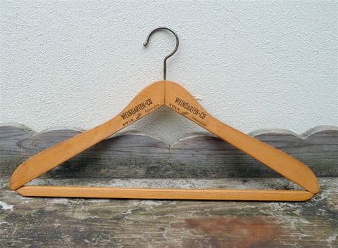 Vintage Wooden Advertising Coat Clothes Hanger Coathanger Weingarten & Co Shop Koln Cologne Germany