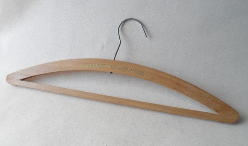 Vintage Wooden Advertising Coat Hanger Coathanger Craiglands Private Hotel Ilkley Circa 1960s 1970s