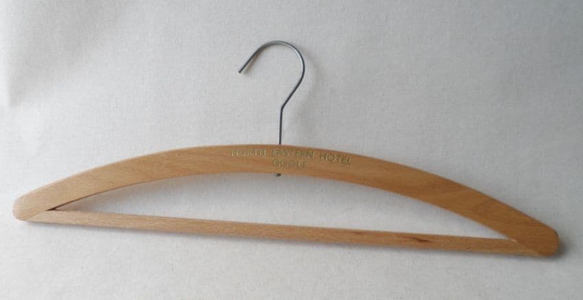 Vintage Wooden Advertising Coat Hanger Coathanger North Eastern Hotel Goole Circa 1960s 1970s