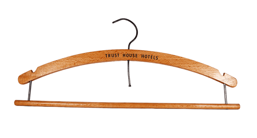 Vintage Wooden Advertising Coat Hanger Trouser Rail Trust House Hotels Circa 1960s