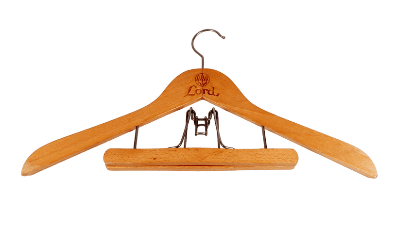 Vintage Wooden Advertising Coat Suit Hanger Coathanger RuWe Lord 1980s Trouser Pants Press
