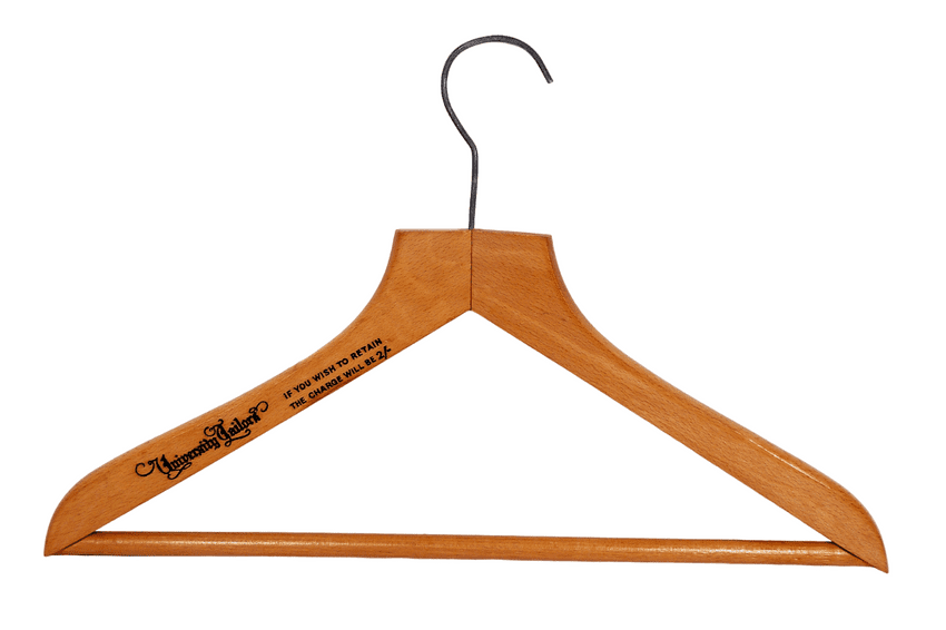 Vintage Wooden Advertising Gown Hanger Coathanger University Tailors 1960s 2 Shilling Charge