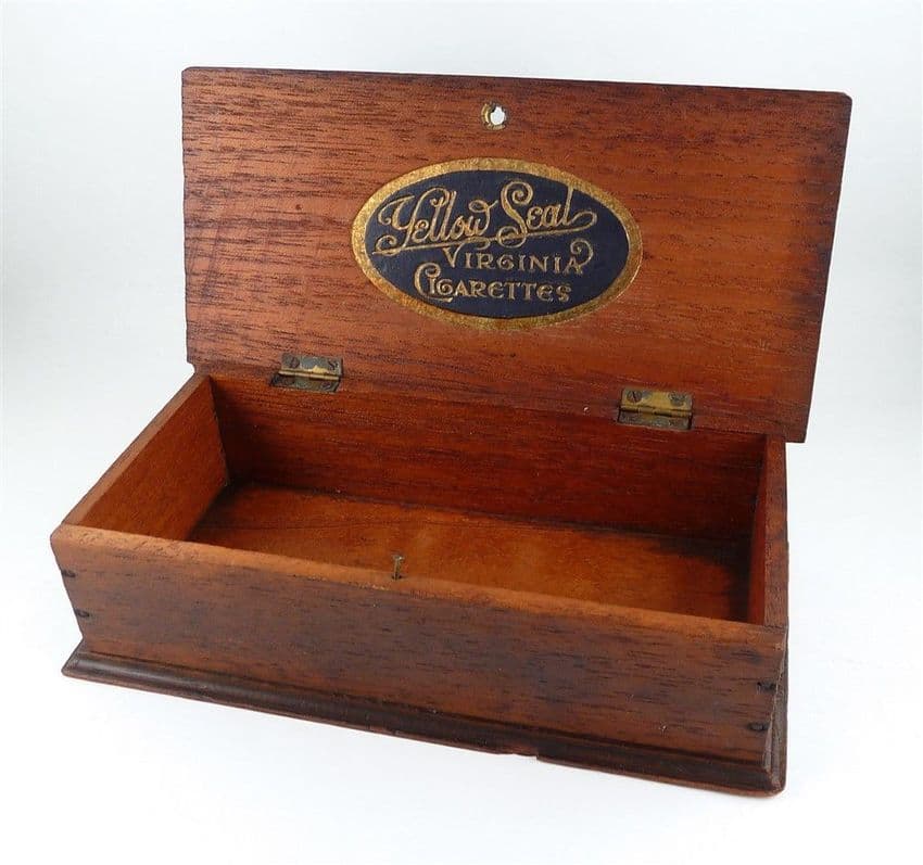 Vintage Wooden Box B Morris & Sons Ltd London Yellow Seal Cigarettes 1920/30s Trinket Storage Jewels